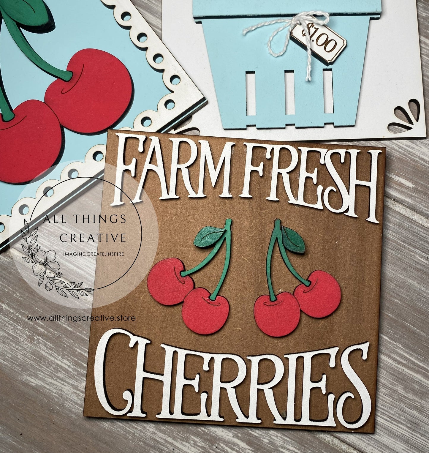 Farm Fresh Cherries Interchangeable Tile Inserts for Leaning Ladder and Home Decor