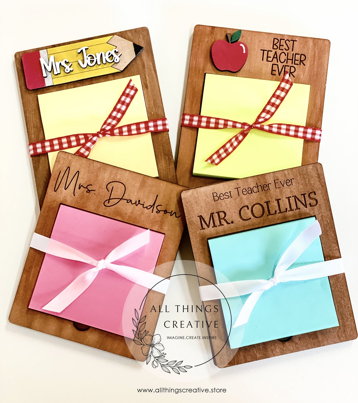 Teacher Appreciation Sticky Note Holder - Custom Desk Organizer for End of the Year Gift  - School Item for Teachers