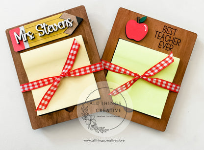 Teacher Appreciation Sticky Note Holder - Custom Desk Organizer for End of the Year Gift  - School Item for Teachers