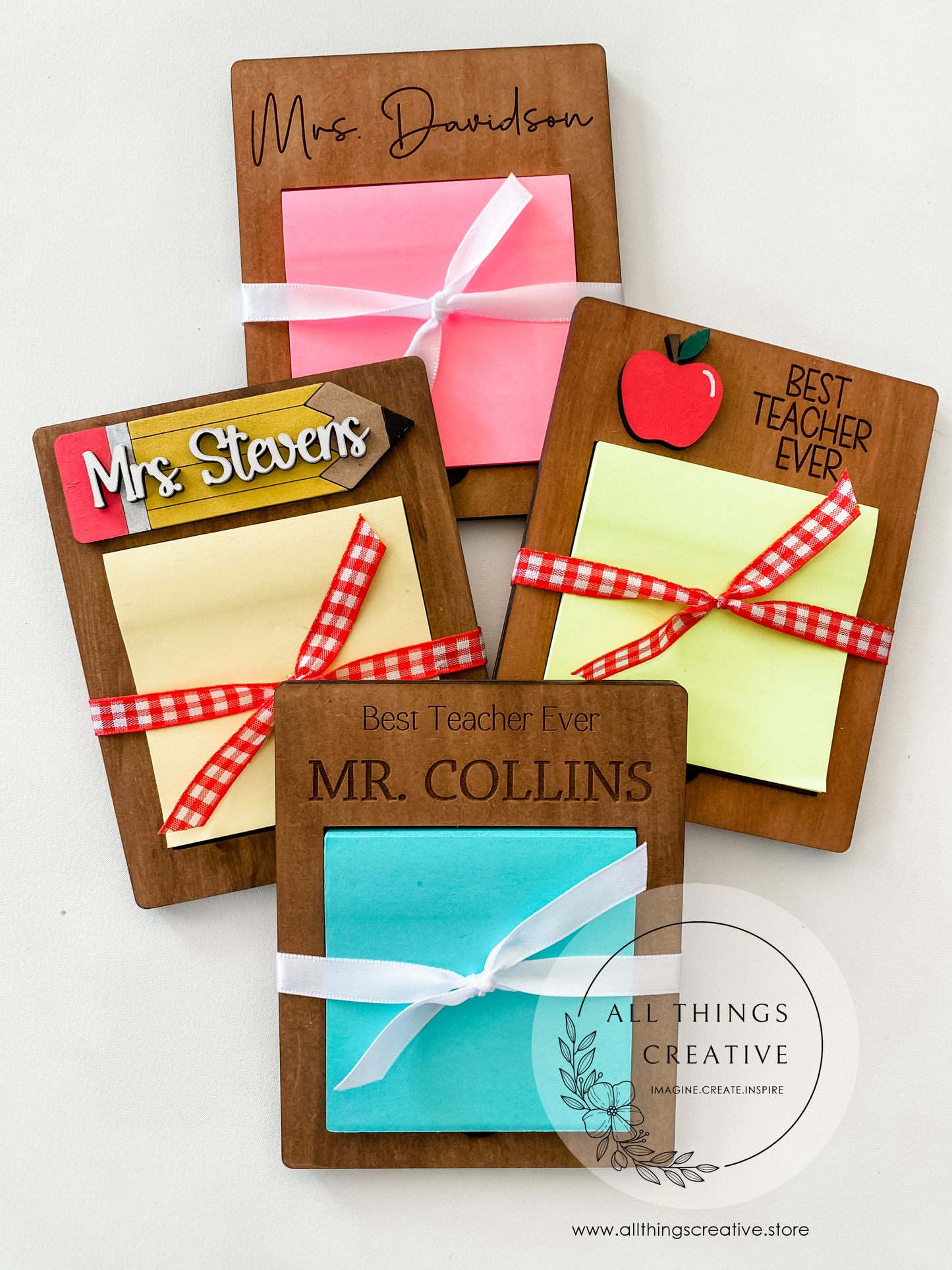 Teacher Appreciation Sticky Note Holder - Custom Desk Organizer for End of the Year Gift  - School Item for Teachers