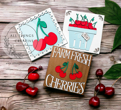 Farm Fresh Cherries Interchangeable Tile Inserts for Leaning Ladder and Home Decor