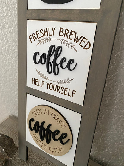 Coffee Bar Interchangeable Tile Inserts for Leaning Ladder and Home Decor - Coffee Shop Sign