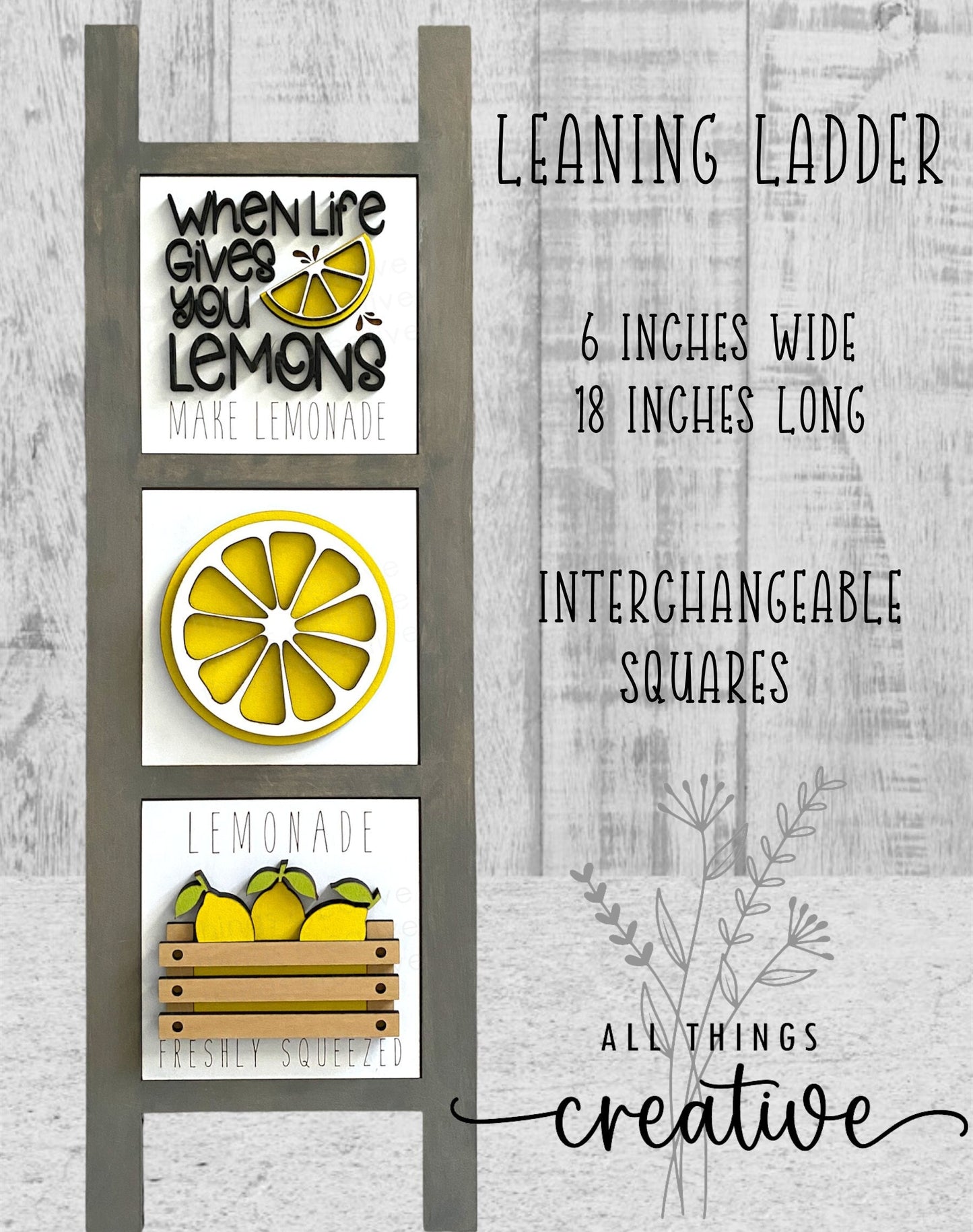 Lemonade Interchangeable Tile Inserts for Leaning Ladder and Home Decor - When Life Gives you Lemons Make Lemonade Sign