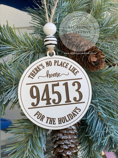 Personalized Zip Code Ornament | No Place Like Home Farmhouse Christmas Ornament | Housewarming Wedding Gift Ornament | Realtor Closing Gift