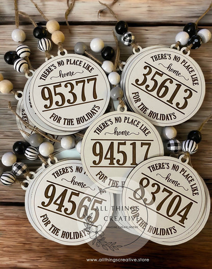 Personalized Zip Code Ornament | No Place Like Home Farmhouse Christmas Ornament | Housewarming Wedding Gift Ornament | Realtor Closing Gift